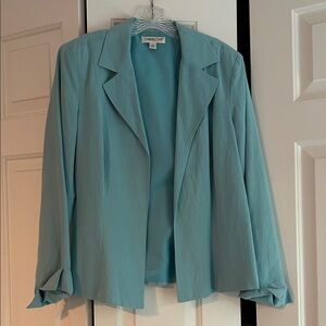 Coldwater Creek aqua silk blazer. Size L. Great condition.